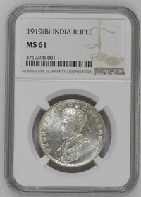 One Rupee 1919 NGC Graded MS 61 George V King Emperor