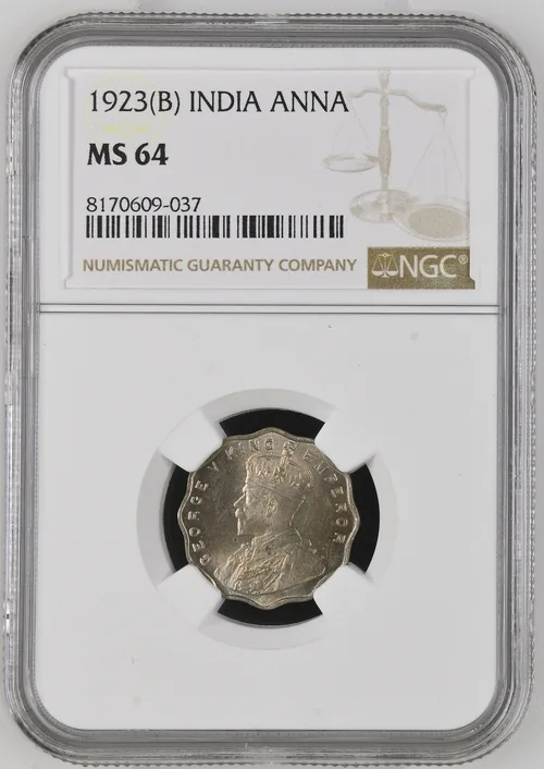1 Anna 1923 MS 64 George V King Emperor Coin