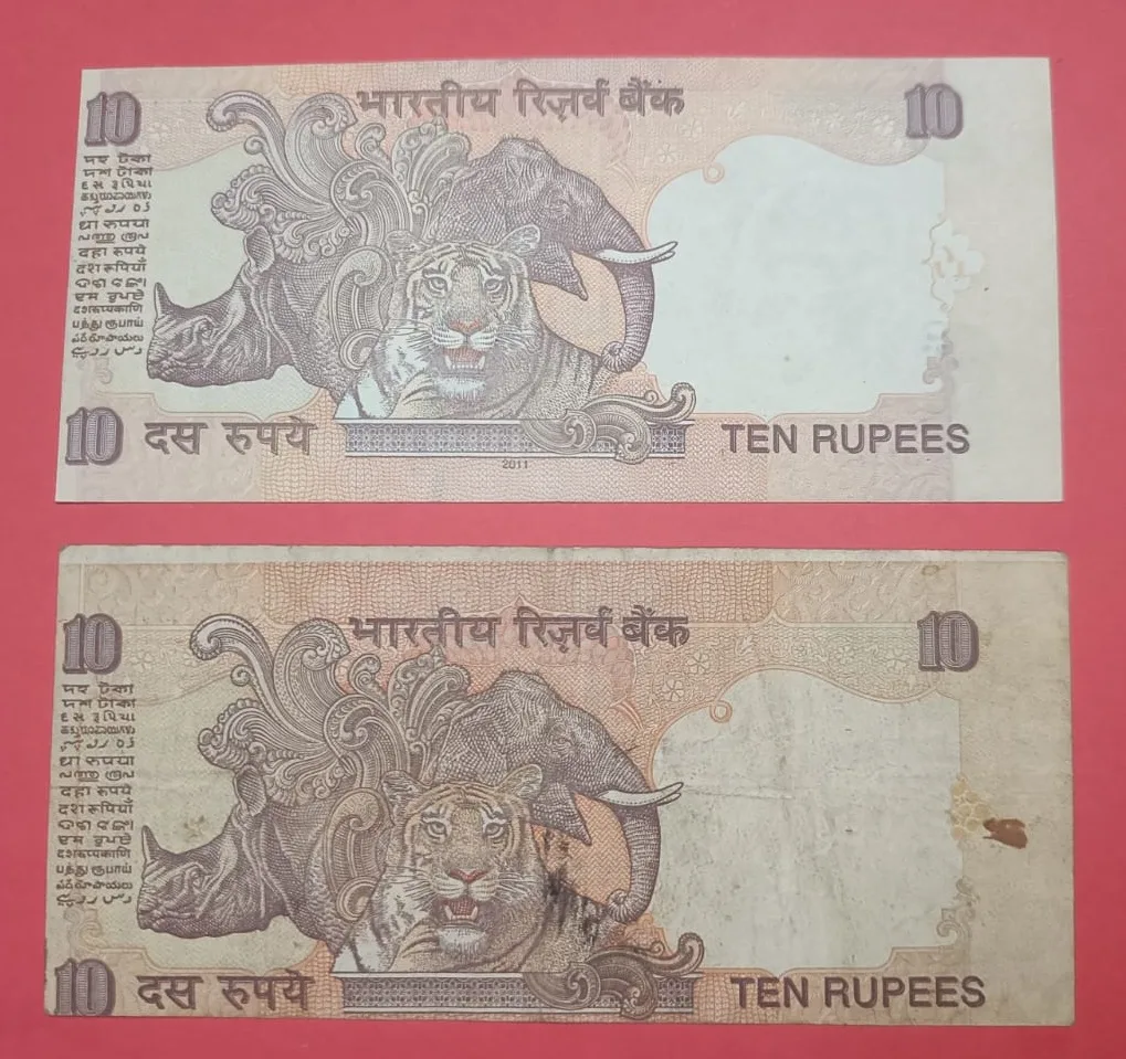 10 Rs Old Issue Error Set of 2 Notes Extremely Rare Error