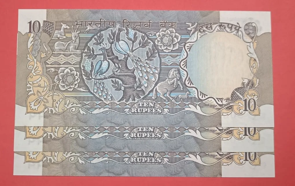 10 Rs Peacock K R Puri Set of 3 Notes one ending with 143