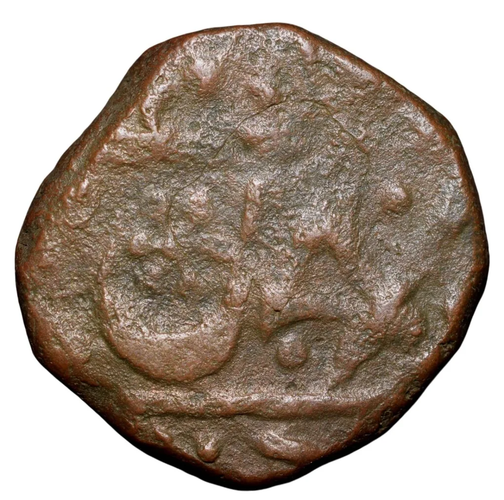 Copper Paisa of Ratlam State 'Raej' Issue INO Shah Alam II (AD 1759-1806) Anonymous Battle-Axe Type