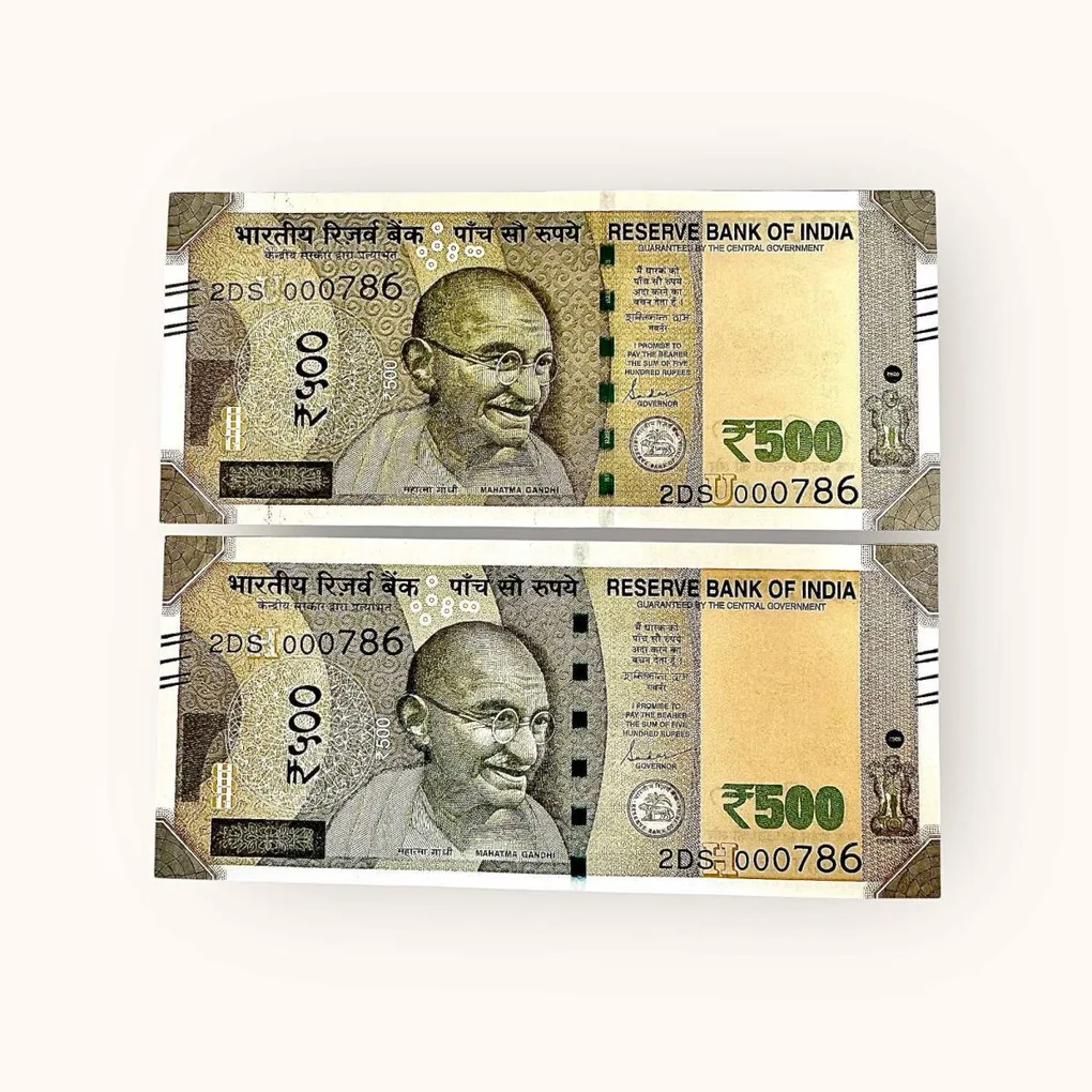 Rs 500 Twin Set Gem Unc Very Unique Bank Note Set Solid Holy Number 2DS 000786