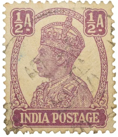 Postal Stamp of George VI 1/2 Anna Murhoom Colour -Used Condition as per Image.
