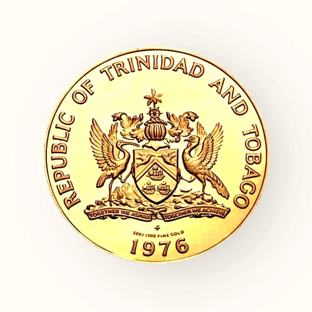 1976 Proof Coin Gold Trinidad and Tobago Birds Issue Very Limited Issue Unique and Rare