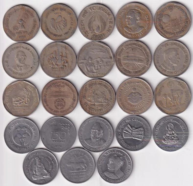 1 Rupee 23 Different India Commemorative Coins Set Rare