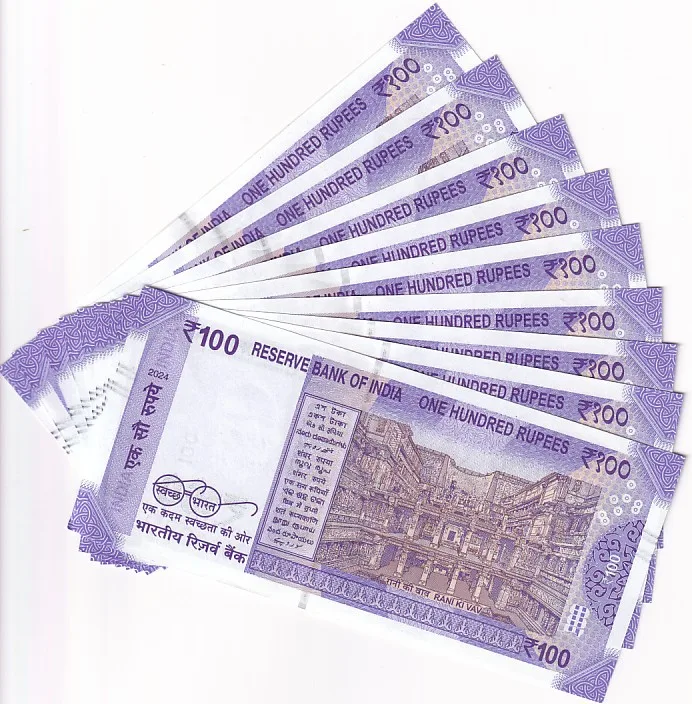 India New 100 Rupees 000111 to 000999 Fancy Numbers 9 Unc Notes Set