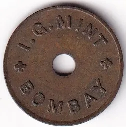 Canteen token 5 I.G Mint bombay copper Token