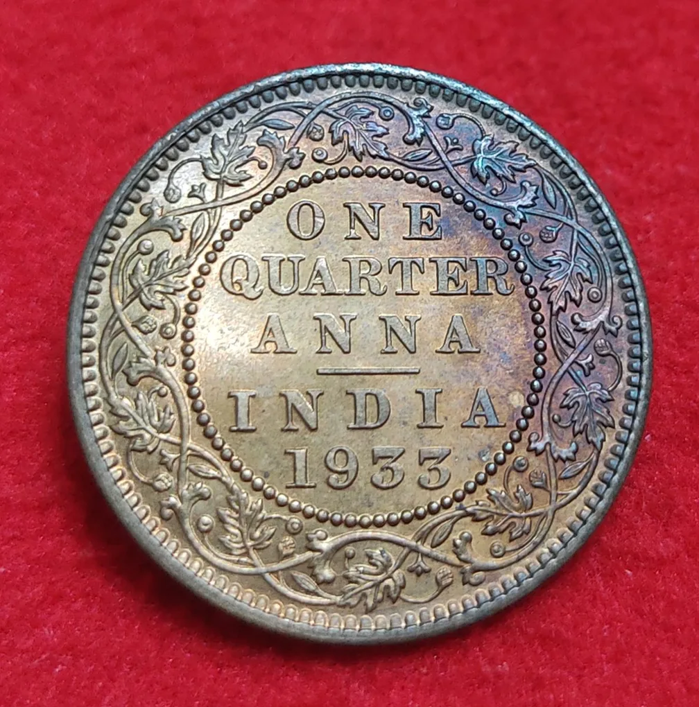 One Quarter Anna 1933 George V King Empeor