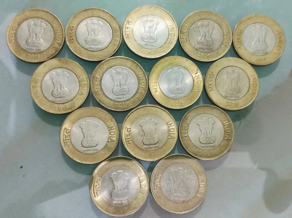 10 Rupees 2011,12,13,14,15,16,17,18,19,20,21,22,23& 2024 Fourteen Coin Set of Republic India Commemorative Brass Nikel Coin