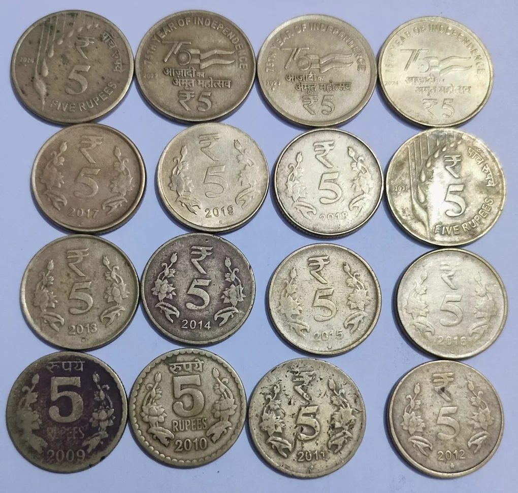 DAM Cheap Sale❤️🤑 16 Coin set of 5 Rupees 2009,10,11,12,13,14,15,26,17,18,19,20,21,22,23, 2024 Set of Republic India Commemorative Brass Nikel Coin