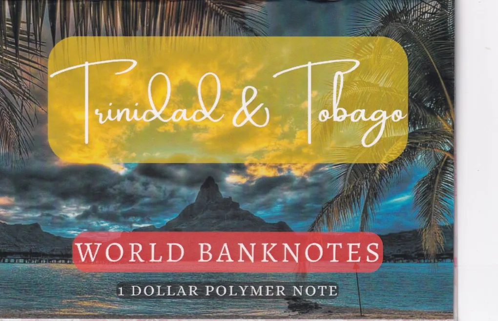 Trinidad and Tabago 1 Dollar Polimer UNC Note with Beautiful Folder
