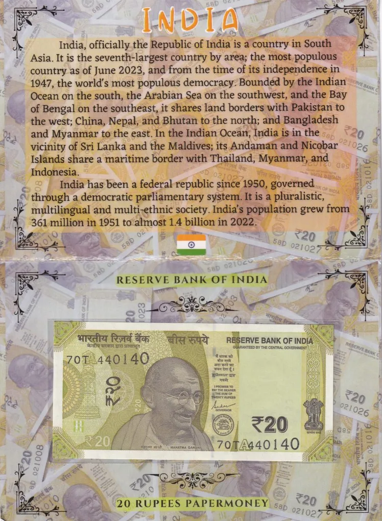 India 20 Rupees UNC Note with Beautiful Packing
