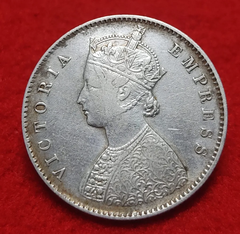 Extremely Rare Silver Half Rupee Victoria Empress 1887 Weight 5.83 GMS Calcutta Mint in Excellent Condition