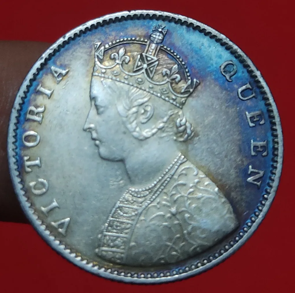 Extremely Rare Silver Half Rupee Victoria Queen 1862 Weight 5.83 GMS Beautiful Luster in Excellent Condition