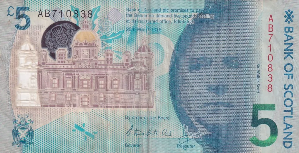 Scotland 5 Pounds Commemorative issue rare Polymer note#B-2