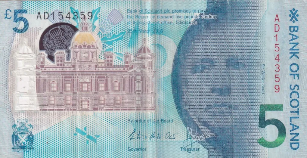 Scotland 5 Pounds Commemorative issue rare Polymer note#B-2