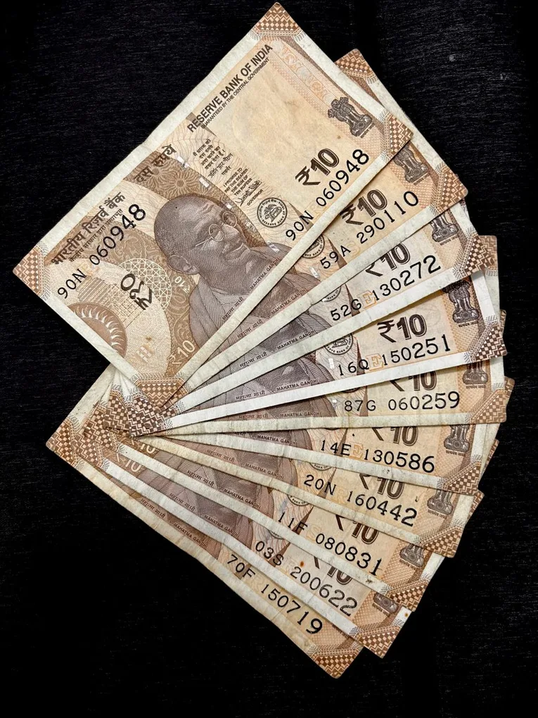 Used 10 Rupee Note of 10 Different Birthday Special Date Notes Collection Same 10 Notes Set Given