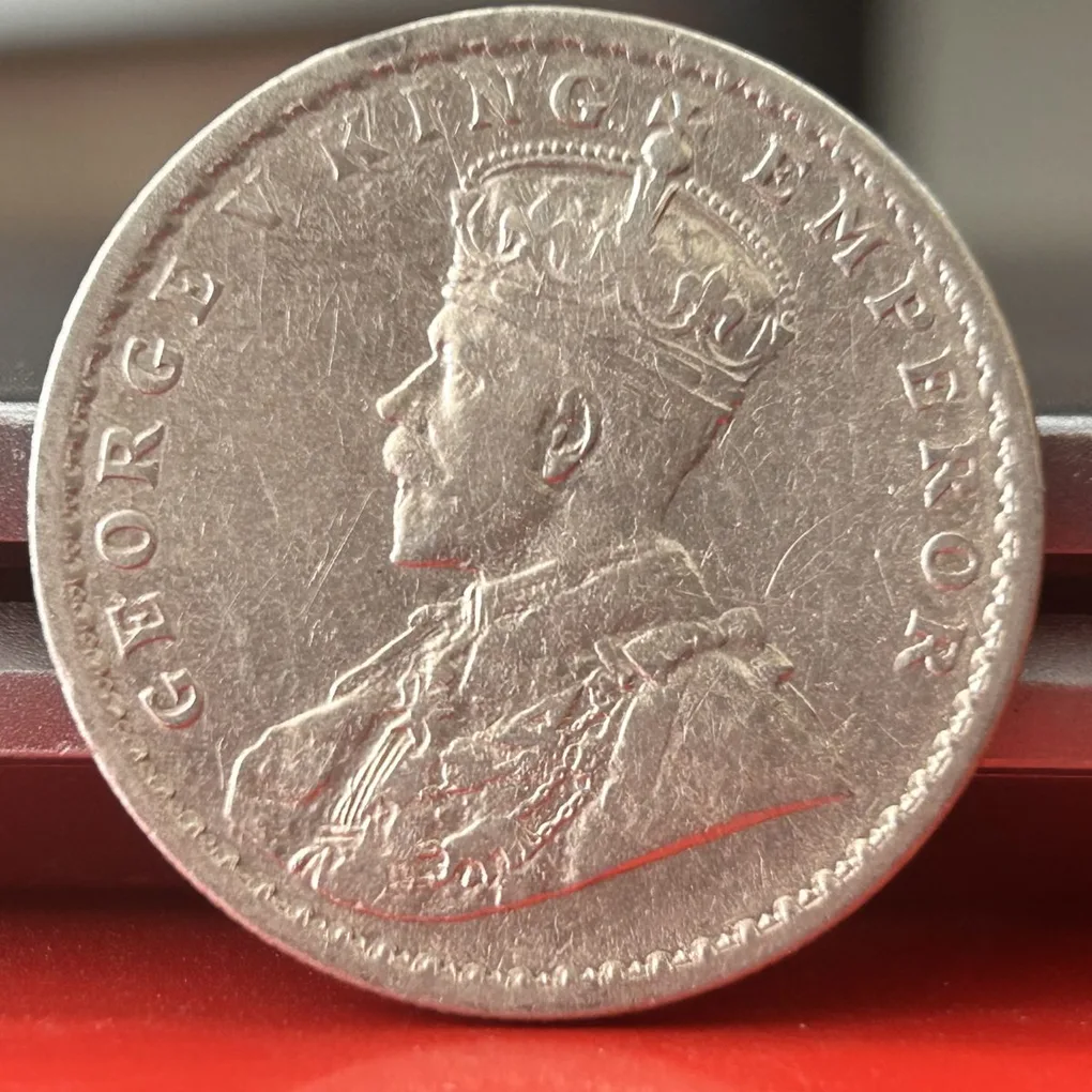 Rare 1913 One Rupee of George V King Emperor Bombay Mint Silver 11.66 Gram British India Coin Same as per shown given