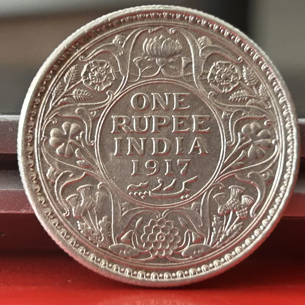Rare 1917 One Rupee of George V King Emperor Bombay Mint Silver 11.66 Gram British India Coin Same as per shown given