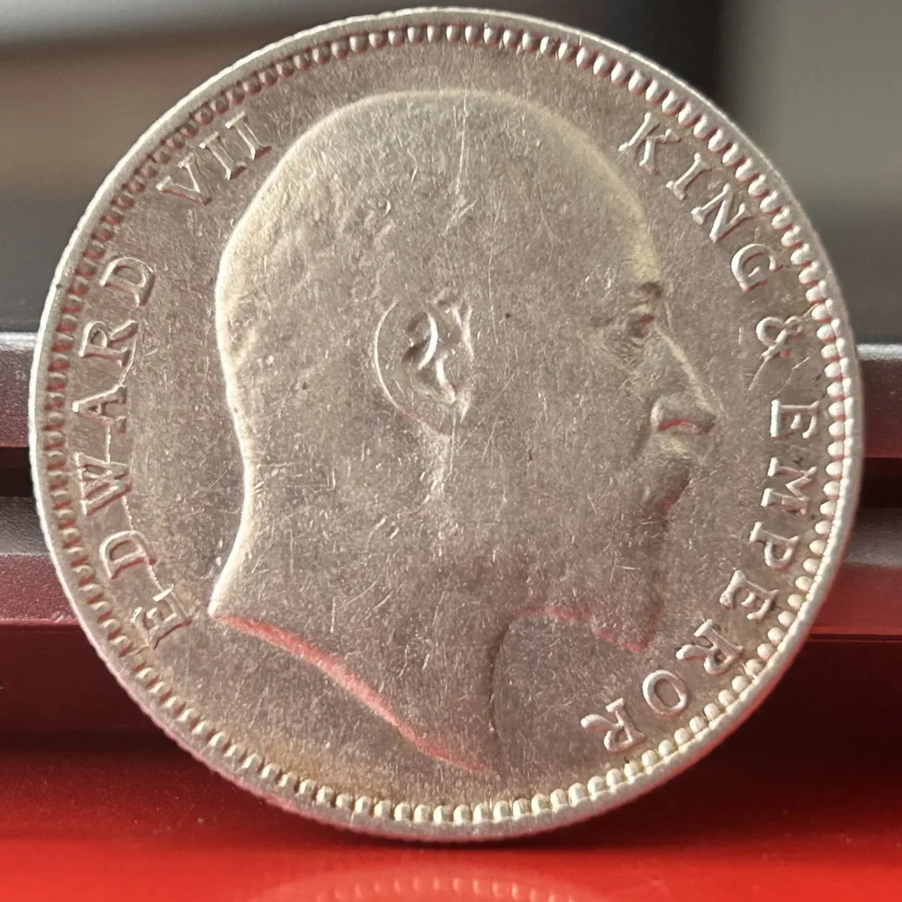 Rare 1907 One Rupee of Edward Vii King Emperor Silver 11.66 Gram British India Coin Same as per shown given