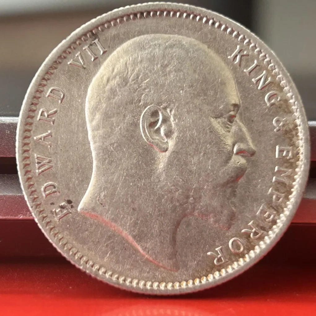 Most Rare 1908 One Rupee of Edward Vii King Emperor Silver 11.66 Gram British India Coin Same as per shown given