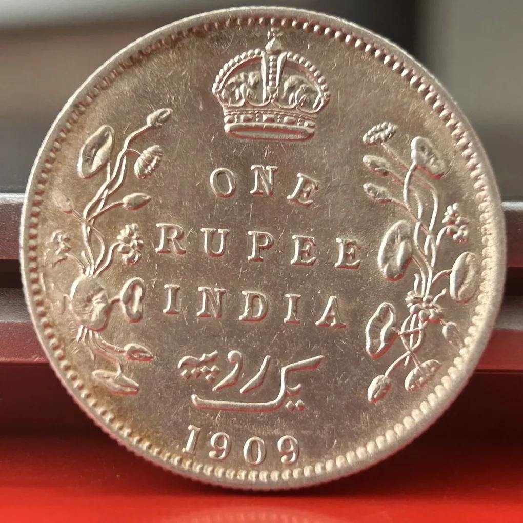 Most Rare 1909 One Rupee of Edward Vii King Emperor Silver 11.66 Gram British India Coin Same as per shown given