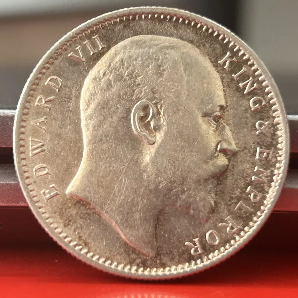Most Rare 1909 One Rupee of Edward Vii King Emperor Silver 11.66 Gram British India Coin Same as per shown given