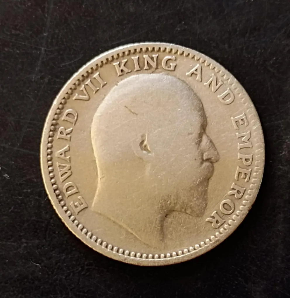 Half rupees of King Edward VII from British India of year 1907