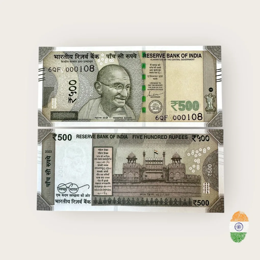 Rs 500 India Banknote Low Serial Number 000108 Issue Gem Unc Unique and Rare