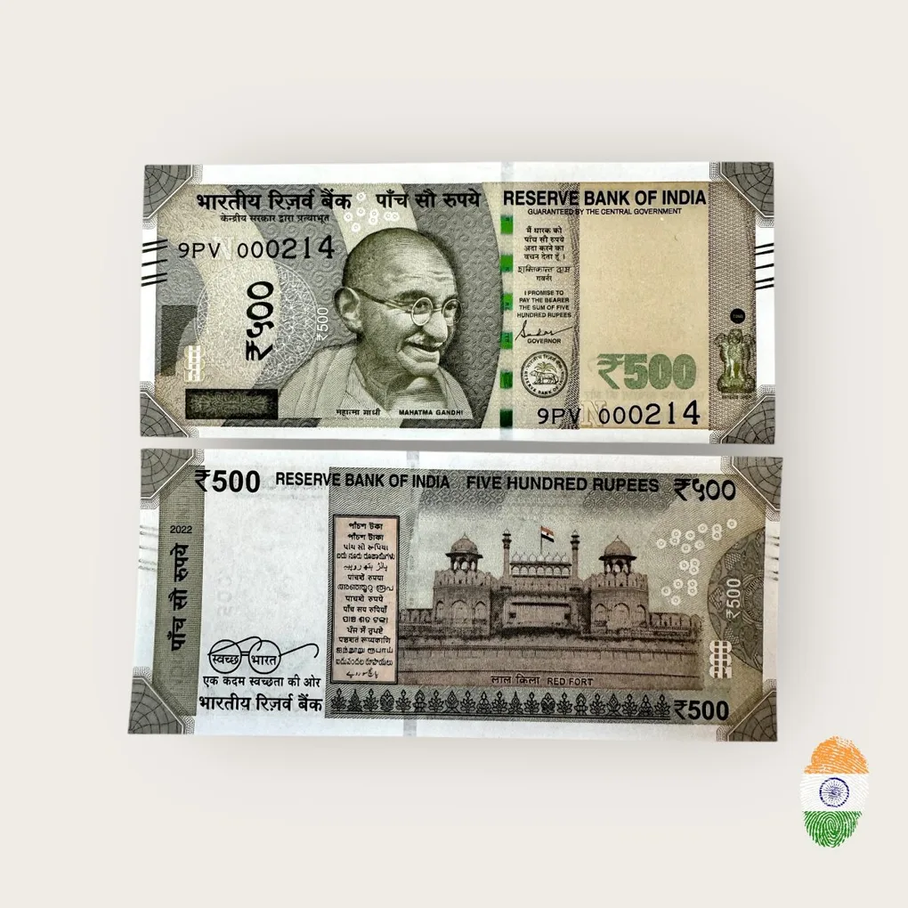 Rs 500 India Banknote Low Serial Number 000214 Issue Gem Unc Unique and Rare
