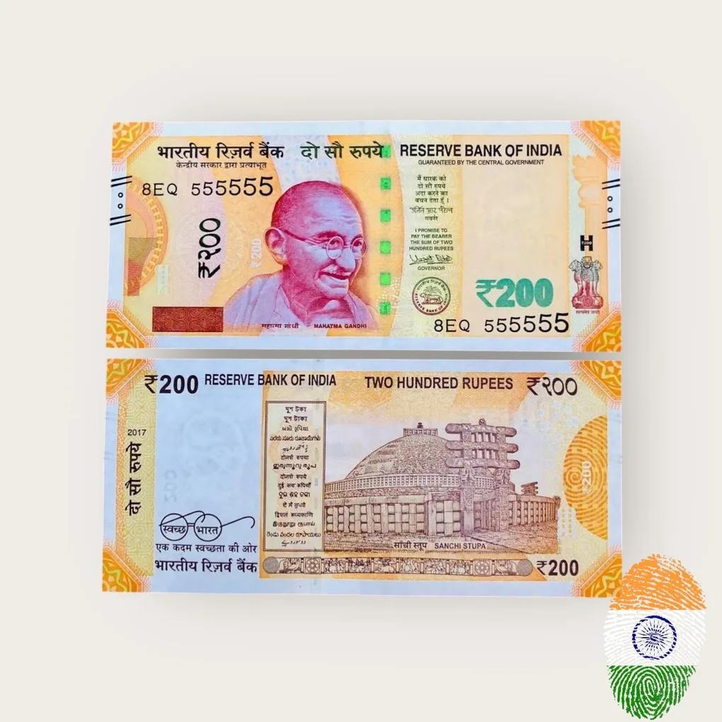 Rs 200 India Banknote Solid Fancy Number 555555 Gem Unc Unique Collection Lucky Number