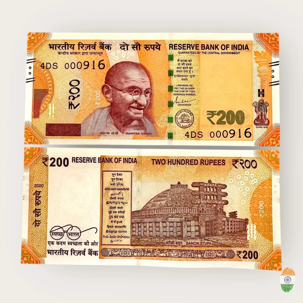 Rs 200 India Banknote Low Serial Number 000916 Issue Gem Unc Unique and Rare