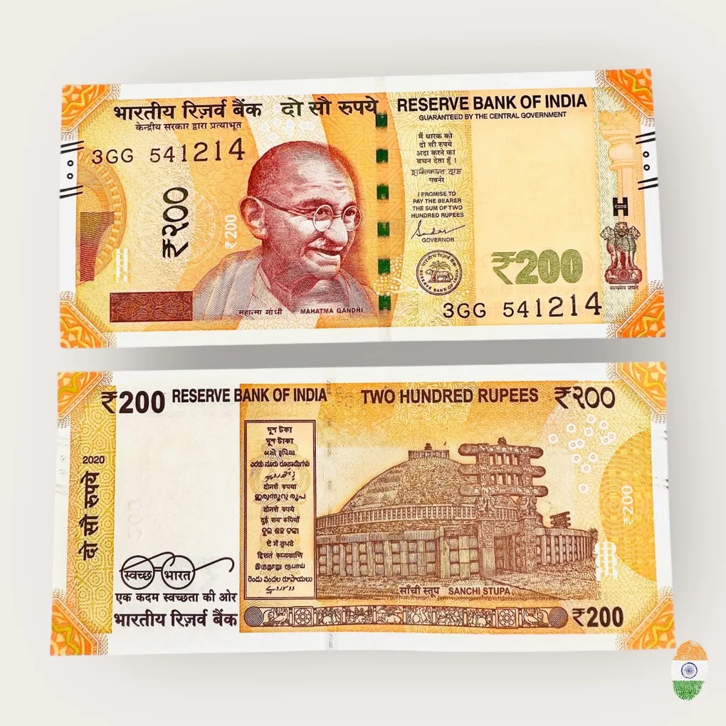 Rs 200 India Banknote Sai Ram 541214 Issue Gem Unc Unique and Rare