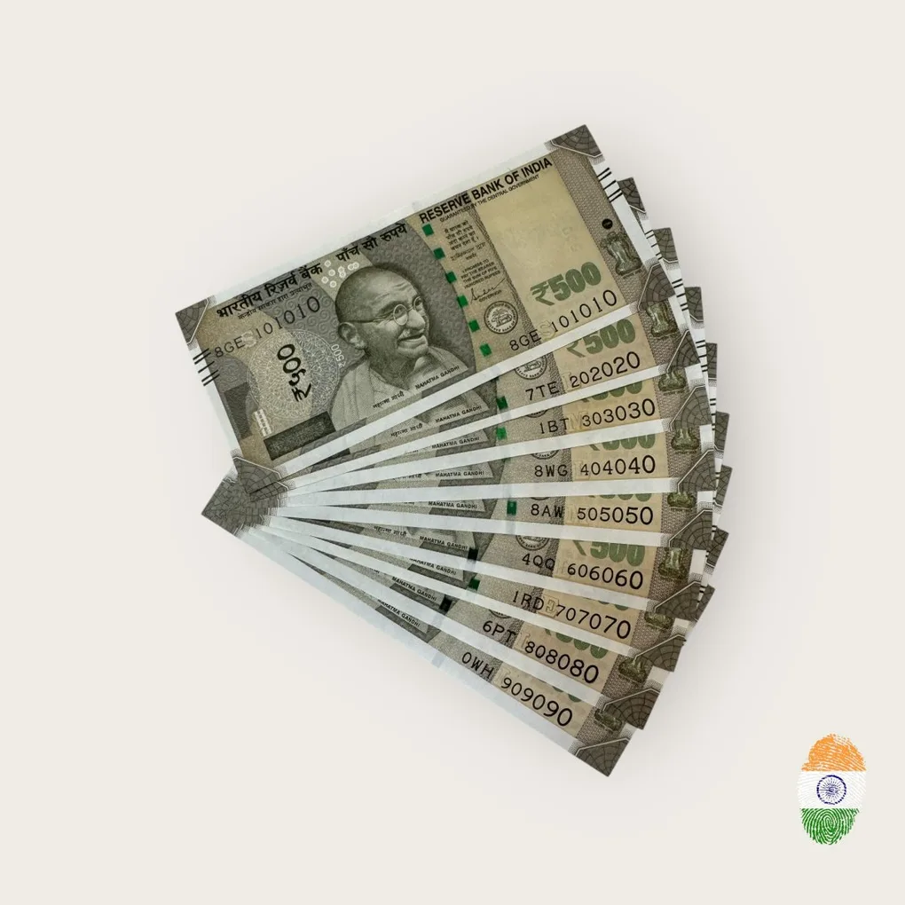 Rs 500 Issue India Banknote Fancy Set 101010 to 909090 Gem UNC Unique And Rare