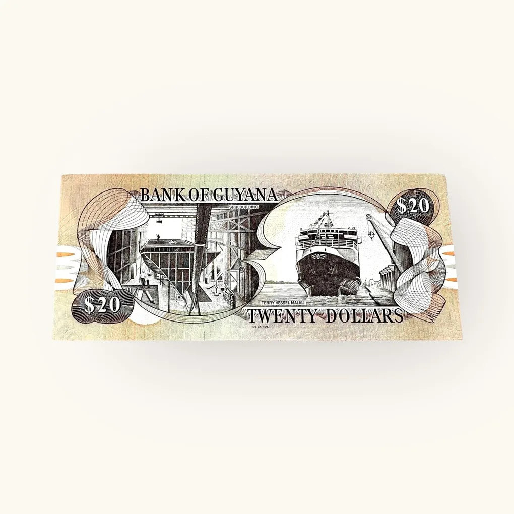 20 Dollars Bank of Guyana World Country Serial Packet 1991 Unc Issue Very Very Unique and Rare
