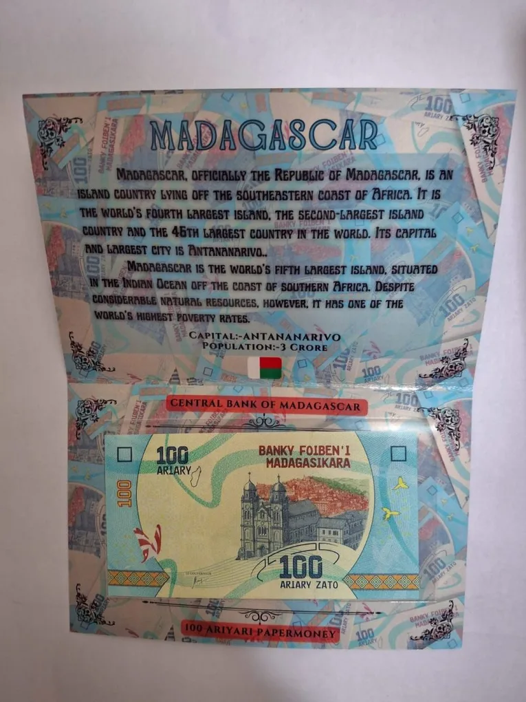 Madagascar 100 Ariyari UNC Note with Beautiful Packing