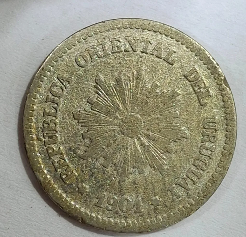 Uruguay 2 Centésimos 1901 Rare Coin #L-657