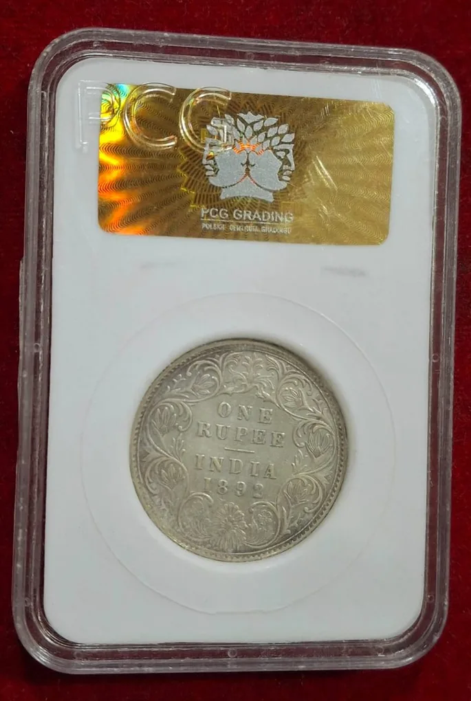 1892 Bombay Mint British India one ruppes victoria Silver Coin with PCG Grading 100% original coin