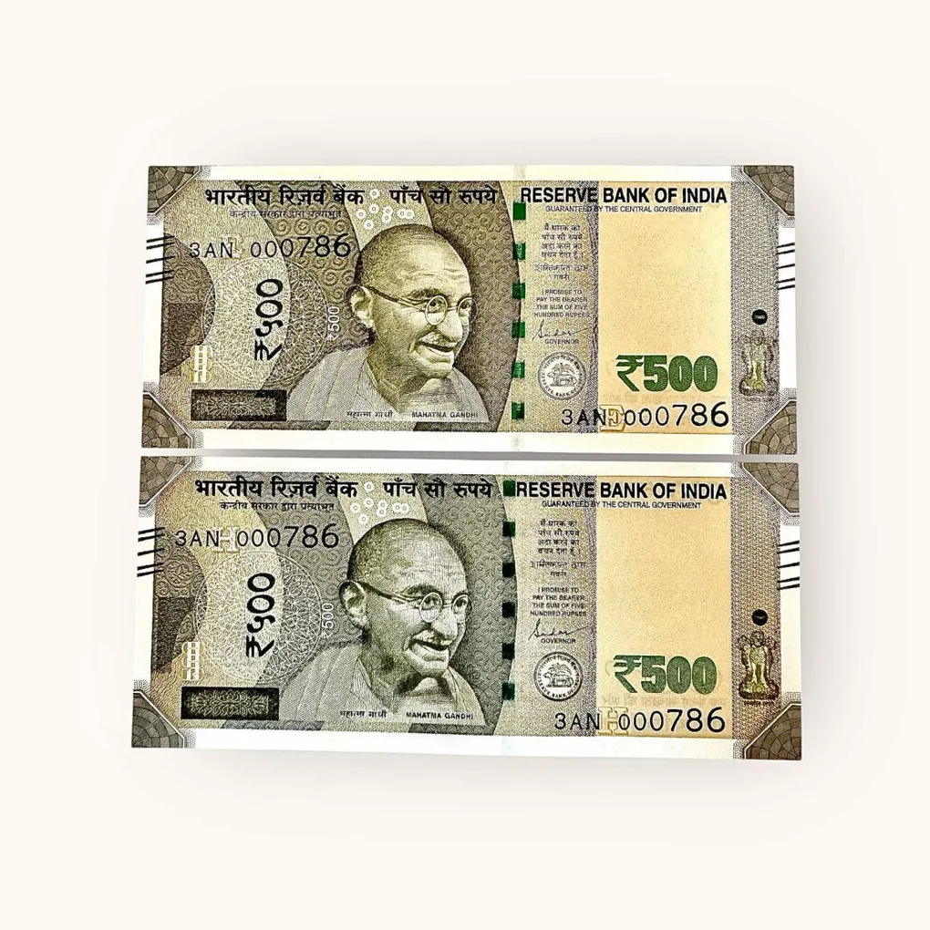 Rs 500 Twin Set Gem Unc Very Unique Bank Note Set Solid Holy Number 3AN 000786