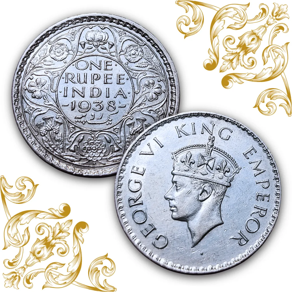 Extremely Rare One Rupee 1938 Silver Coin George VI Bombay Mint AUNC Grade | 100% Genuine Item