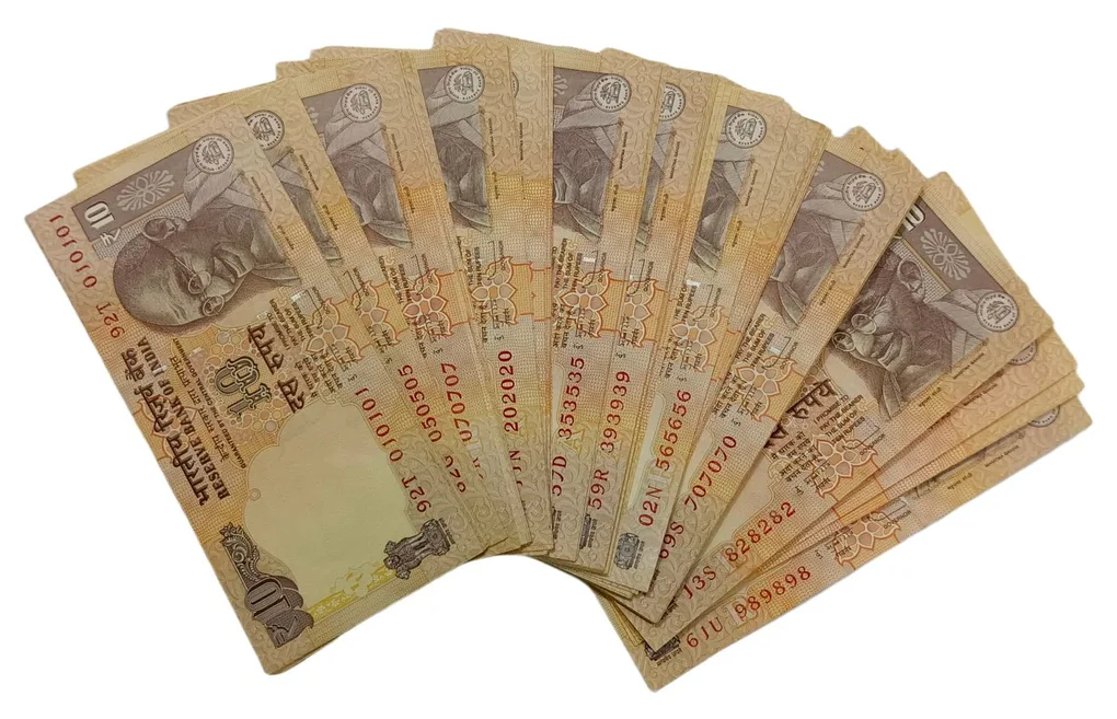 10 Rupees Gandhi Issue D. Subbarao with Fancy Triplets Serial Numbers Complete Set 90 Notes **V.Rare** UNC Grades.