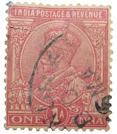 Postal Stamp of George V 1 Anna Pink Colour - Used Condition as per Image.