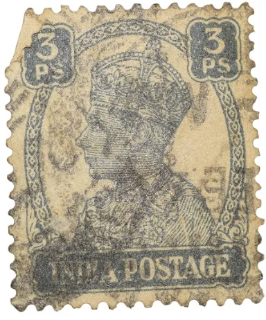 Postal Stamp of George VI 3 Pies Slate Colour - Used Condition as per Image.