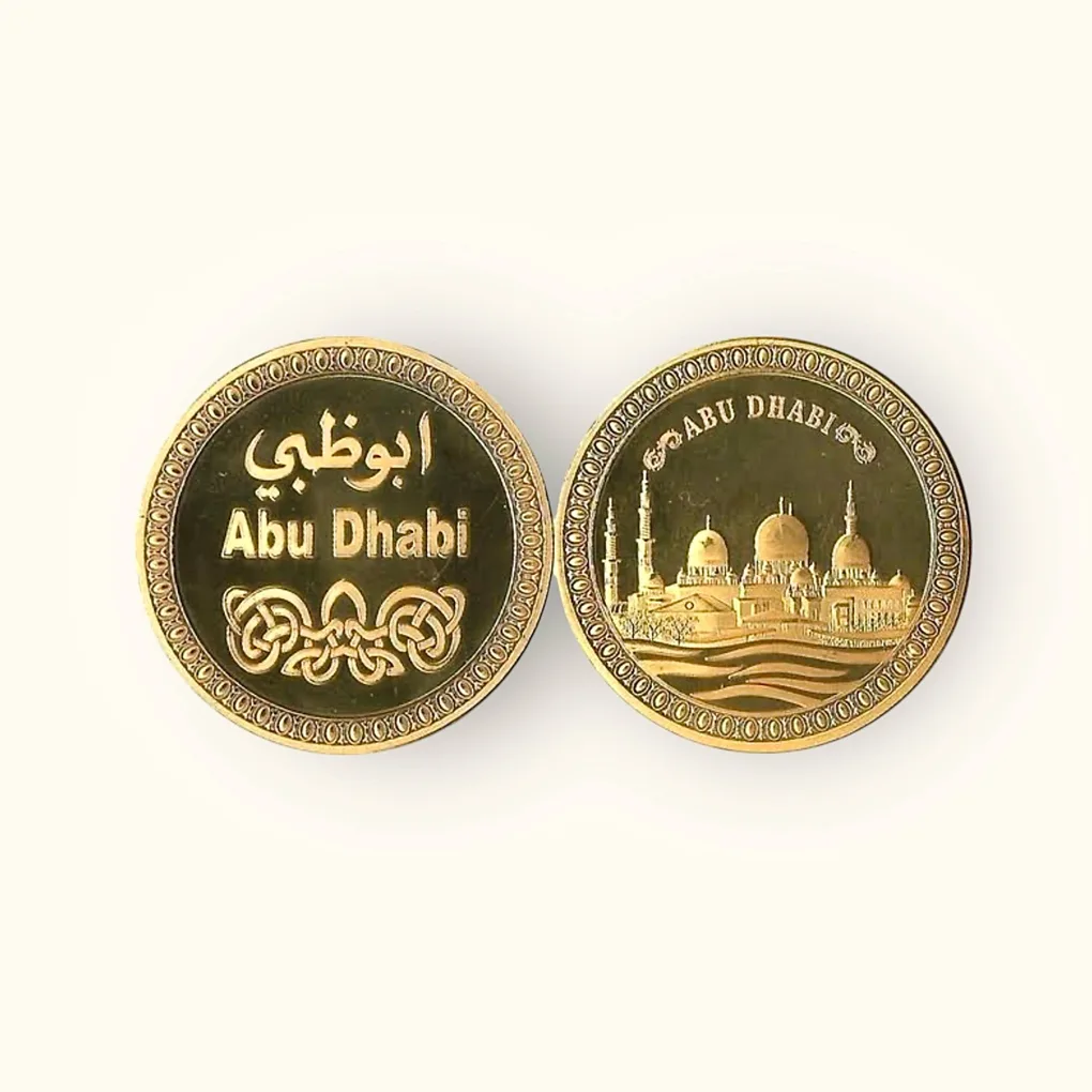 United Arab Emirates Souvenir Medallions Gold Plated Sheikh Zayed Grand Mosque Unique and Rare
