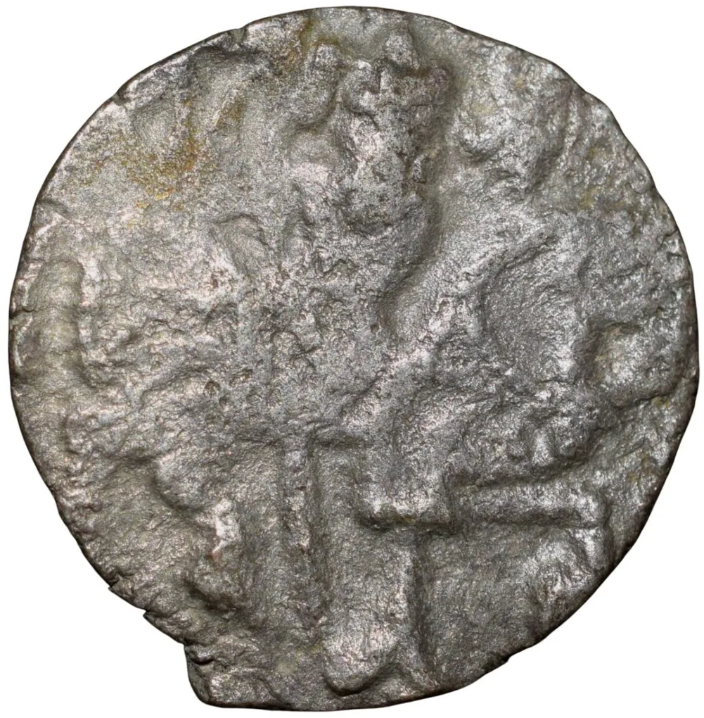 Silver-Alloy Coin of Samanta Deva(AD850-1000) of Ohinda Dynasty Bull/Horseman Type