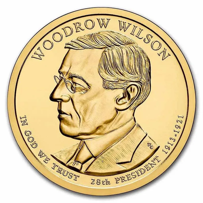 USA Presidential Roll USD 1 Woodrow Wilson Presidential $1 Coin Roll Of 25 Pcs