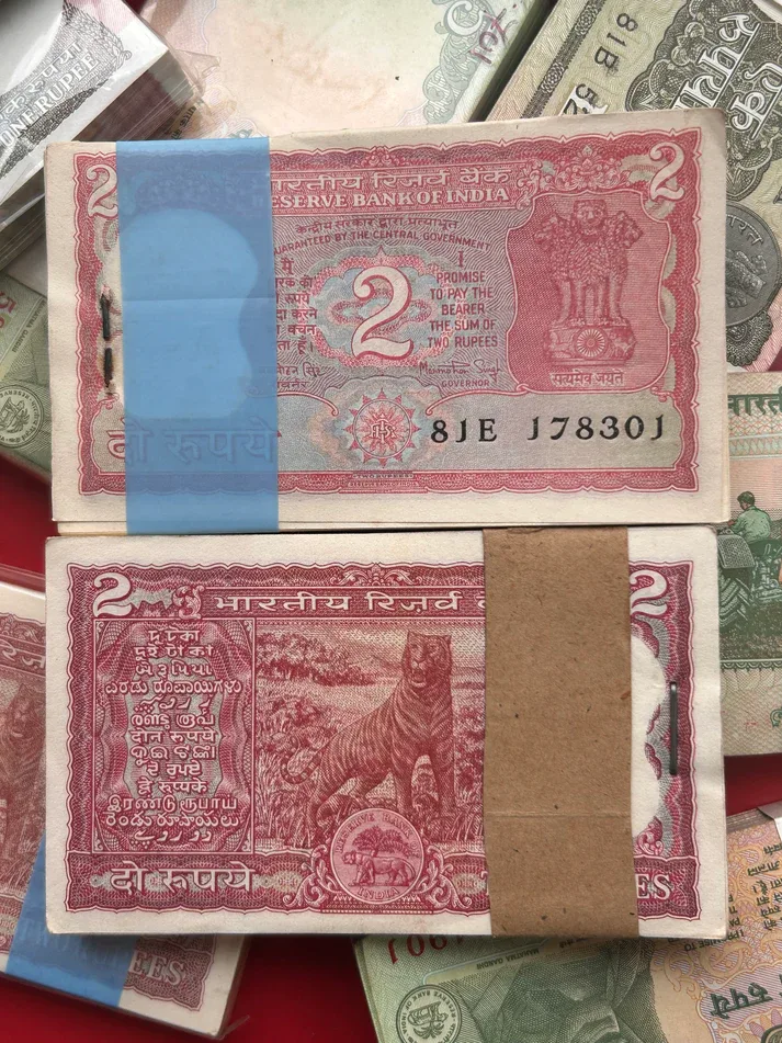 DAM Cheap Sale❤️🤑 Extremely Rare 2 Rupees Tiger Issue 100 Note Fresh Serial Packet Collectable Bundle at Lowest Price 1 Bundle Given