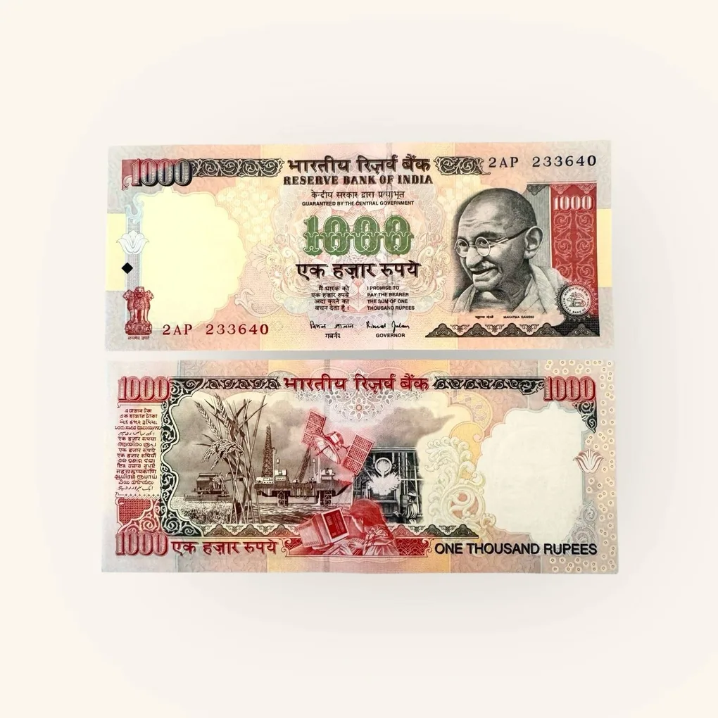 Rs 1000 India Banknote Gem Unc Issue Signed By Bimal Jalan Plain Inset Silver Thread 1995 to 2005 Issue Very Unique and Rare