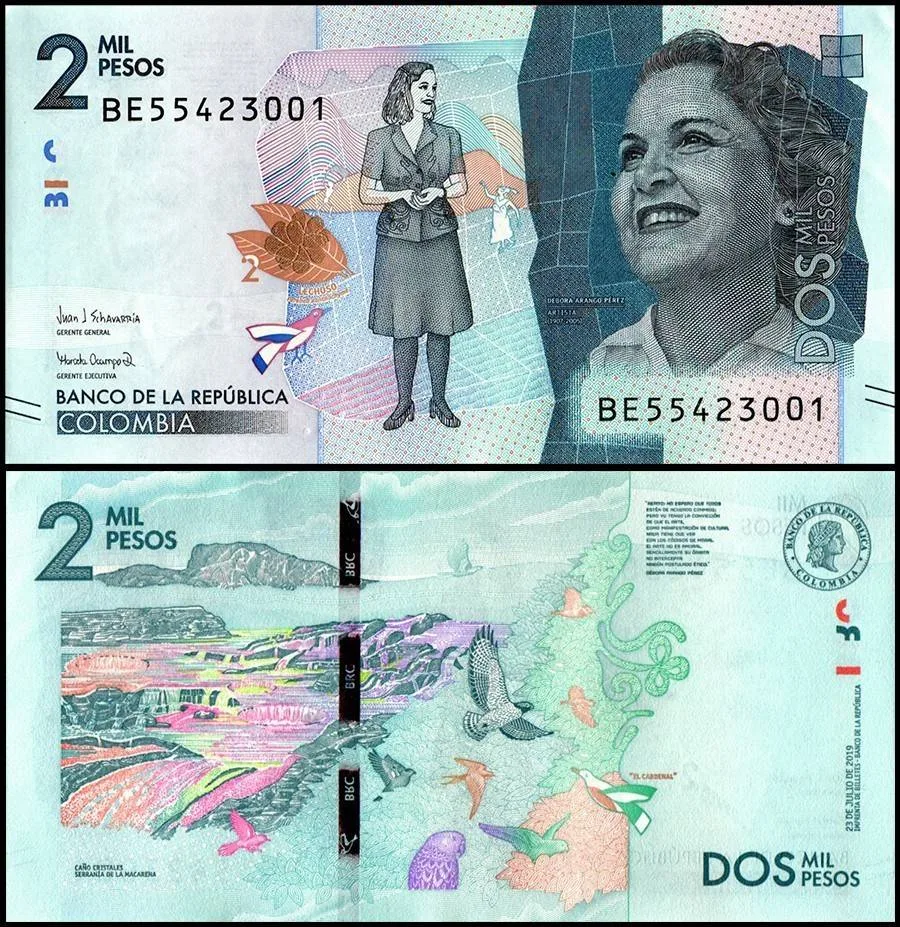 Colombia 2000 Pesos Banknote 2019 P458e UNC Unique and rare