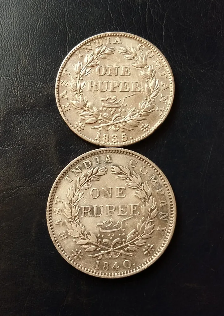British India History 2 Different Portrait ONE☝ Ruppee King william 1935 Queen Victoria CL 1840 East India Company +80 shipping extra WT 11.5 GM Each 1 Excellent & Beautiful ❤️ ❤️ 😻 ❤️ ❤️ Condition Same and similar piece available